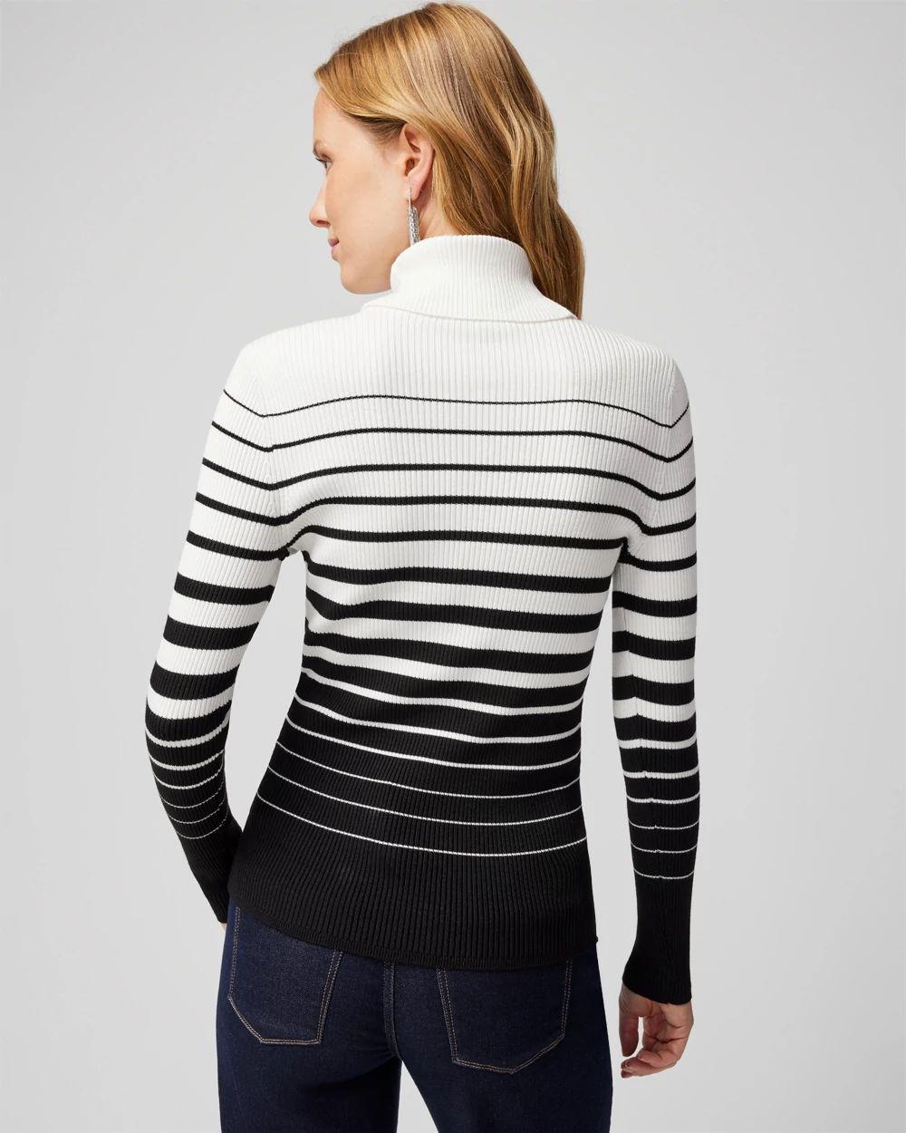 White Black Stripe Turtleneck